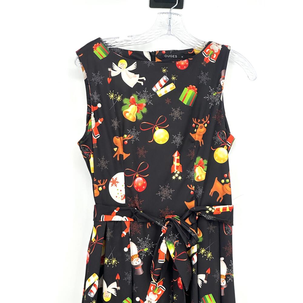 Ouges Floral Fit & Flare Christmas Print Dress M … - image 3